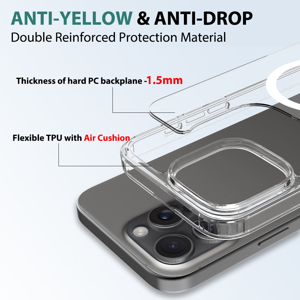 iPhone 16 Pro Max 1.5mm Anti-Scratch Clear Magnetic Case