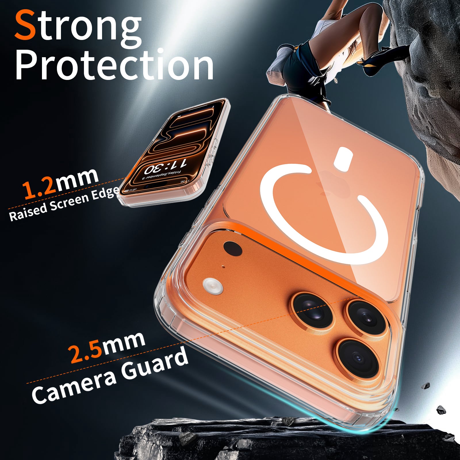 iPhone 17 Pro Max 1.5mm Anti-Scratch Clear Magnetic Case