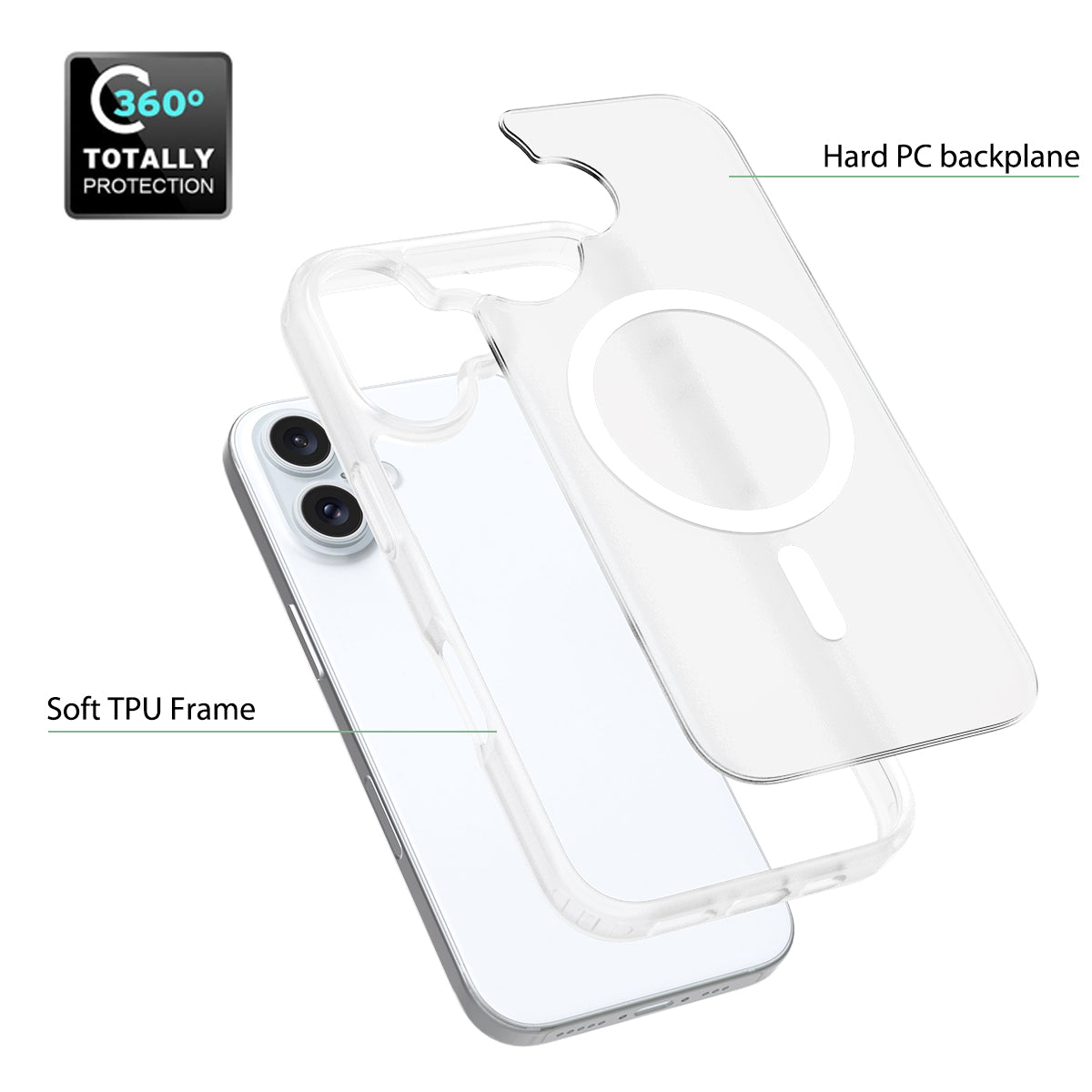 iPhone 16 Matte Frosted Translucent Magnetic Case