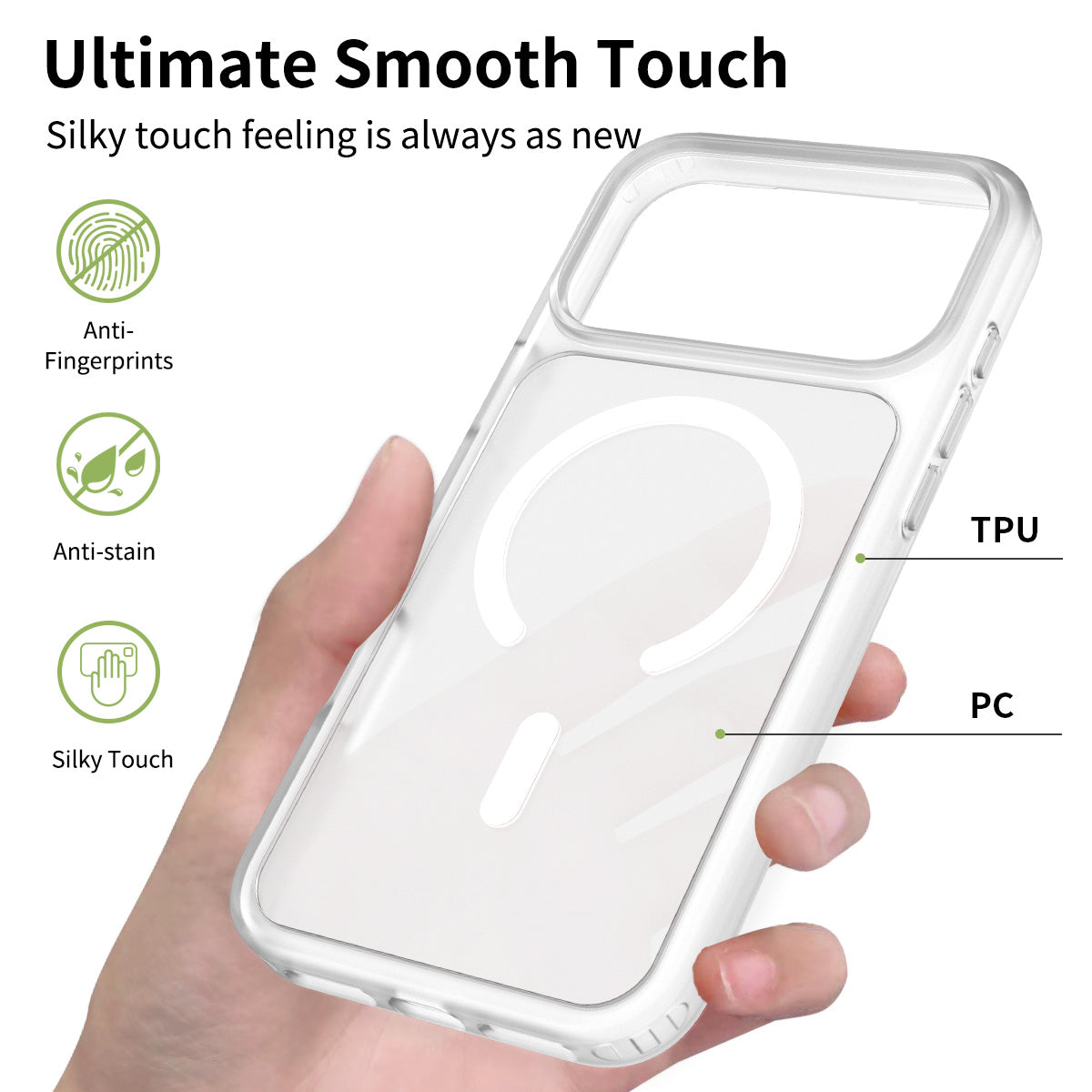 iPhone 17 Pro Max Matte Frosted Translucent Magnetic Case