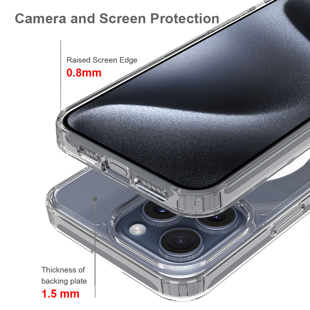 iPhone 15 Pro Max 1.5mm Anti-Scratch Clear Magnetic Case