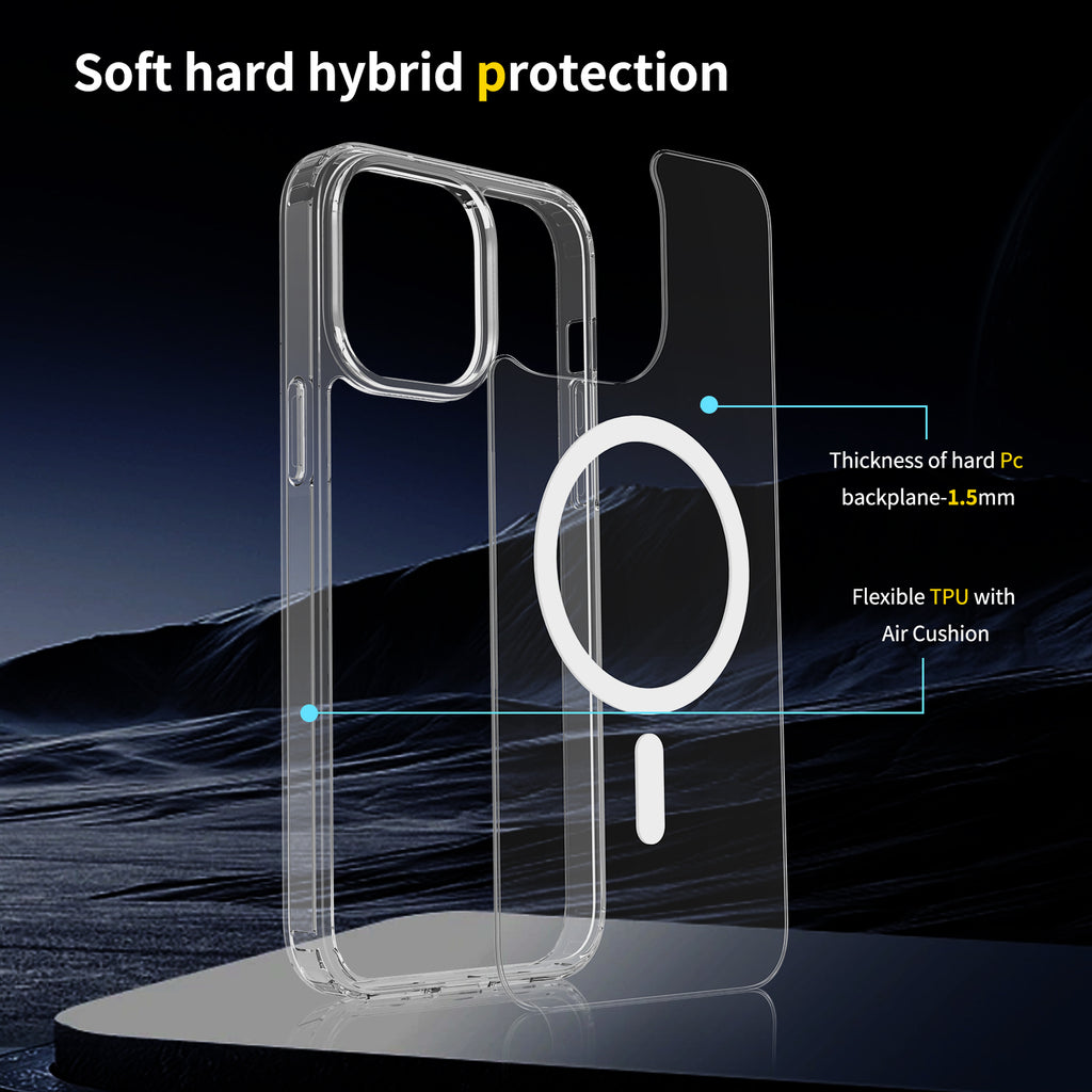 iPhone 14 Pro Max 1.5mm Anti-Scratch Clear Magnetic Case