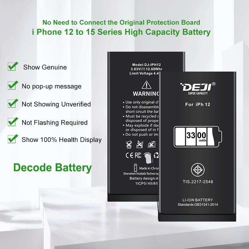 DEJI Genuine Diagnostic-Compatible Super-Capacity Battery for iPhone 12 / 12 Pro