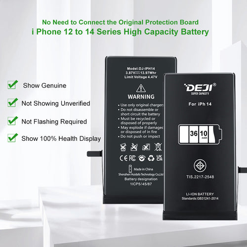 DEJI Genuine Diagnostic-Compatible Super-Capacity Battery for iPhone 14