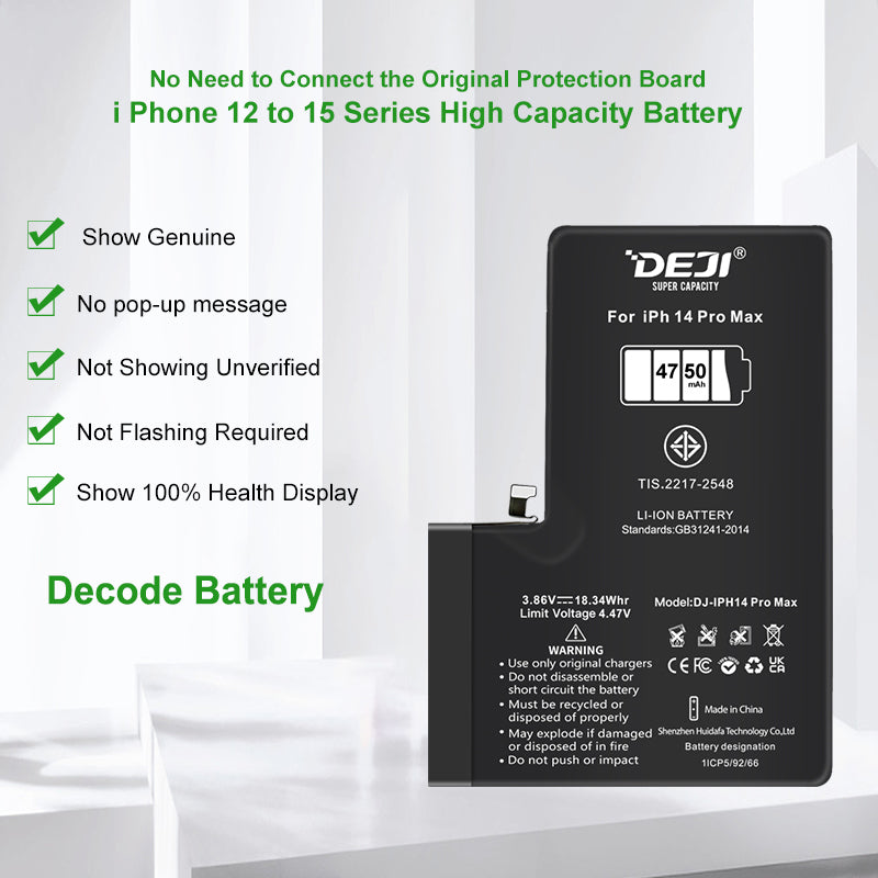 DEJI Genuine Diagnostic-Compatible Super-Capacity Battery for iPhone 14 Pro Max