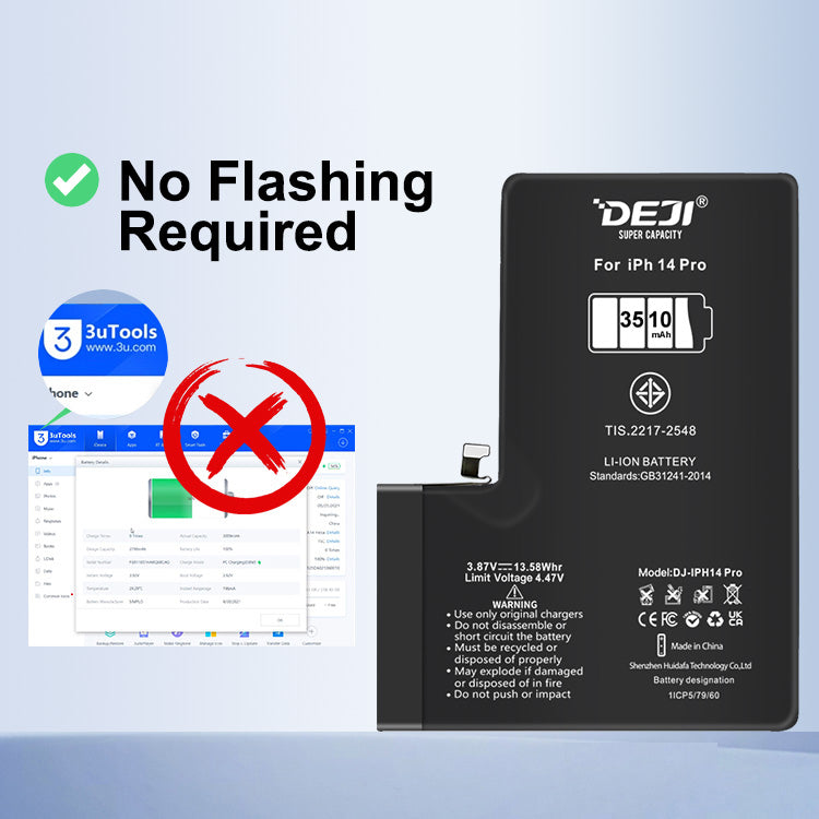DEJI 3510mAh Diagnostic Battery for iPhone 14 Pro - Show Genuine