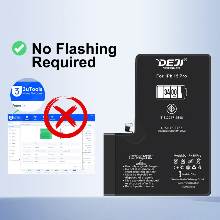 DEJI Genuine Diagnostic-Compatible Super-Capacity Battery for iPhone 15 Pro