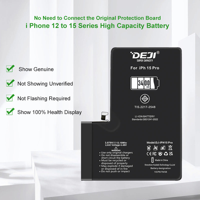 DEJI Genuine Diagnostic-Compatible Super-Capacity Battery for iPhone 15 Pro