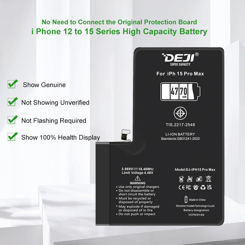 DEJI Genuine Diagnostic-Compatible Super-Capacity Battery for iPhone 15 Pro Max
